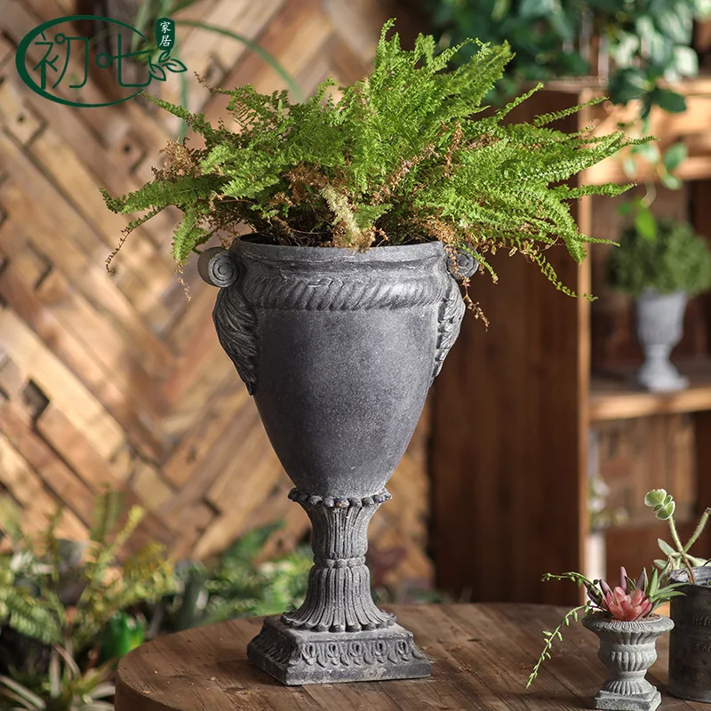 Wabi Stillwind retro vase ornament entrance goblet flower device retro handicraft flower pot shooting props