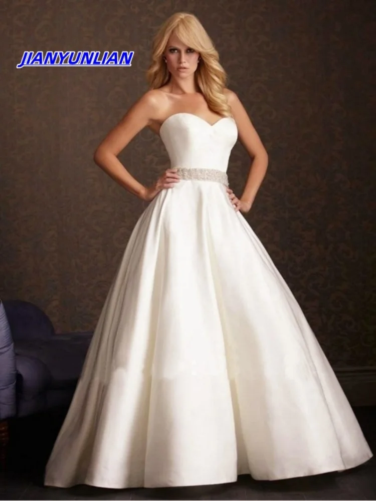 

Customized Wedding Dress A-Line Sleeveless Straps Sweetheart Satin Bridal Gown Bohemian Wedding Gowns Brides