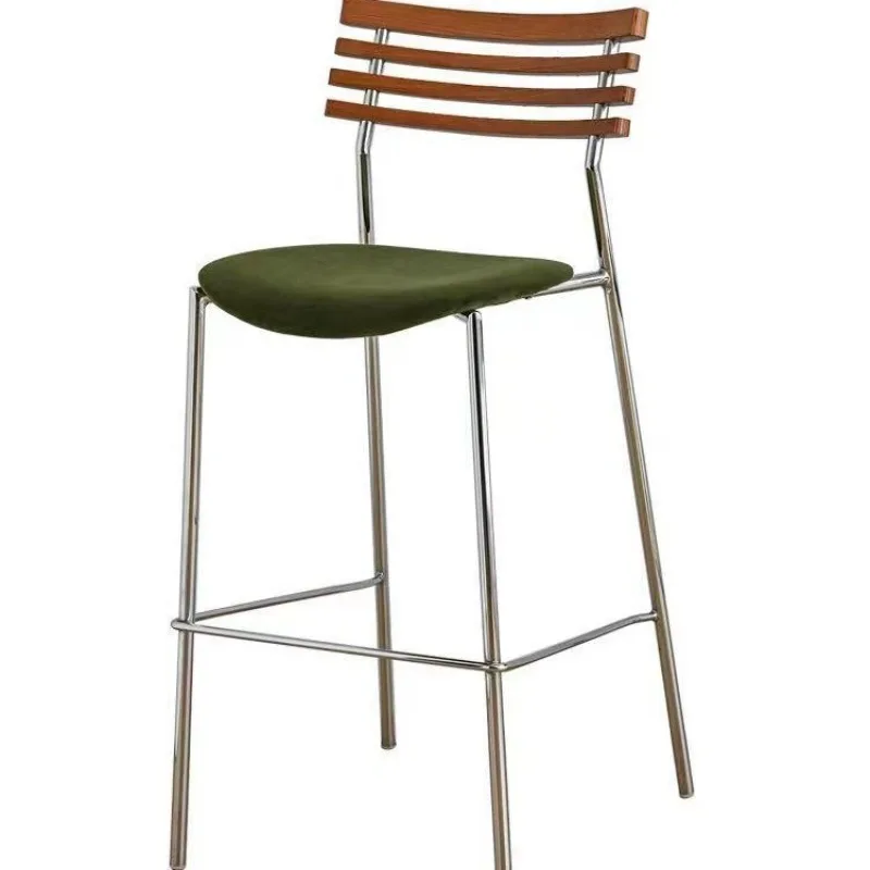 

Household high chair Modern backrest bar chair, light luxury solid wood bar stool in milk tea shop