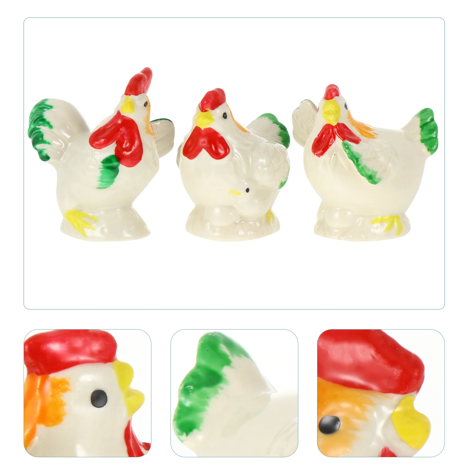 

3Pcs Ceramic Rooster Animal Decoration Creative Indoor Outdoor Garden Lawn Desktop Wedding Adornment Rooster Decoration