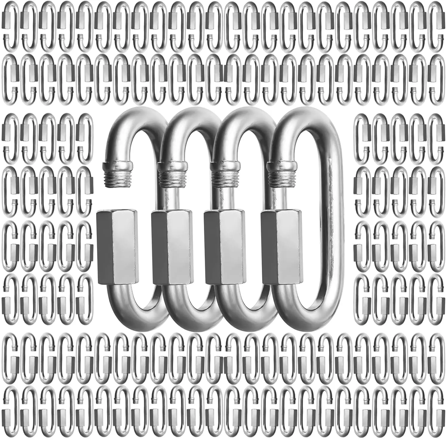 

Набор из 100 быстросъемных звеньев 1/4 дюйма, сверхпрочные D-образные соединители для цепей, для ремонта шин, использования в спортзалах, кемпинге и прицепах