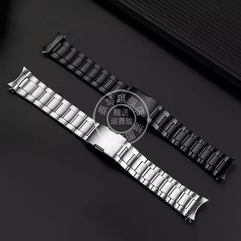 Stainless steel watch strap refined steel arc interface matte silver black watchband for CASIO Edifice series ECB-900 5582 22mm