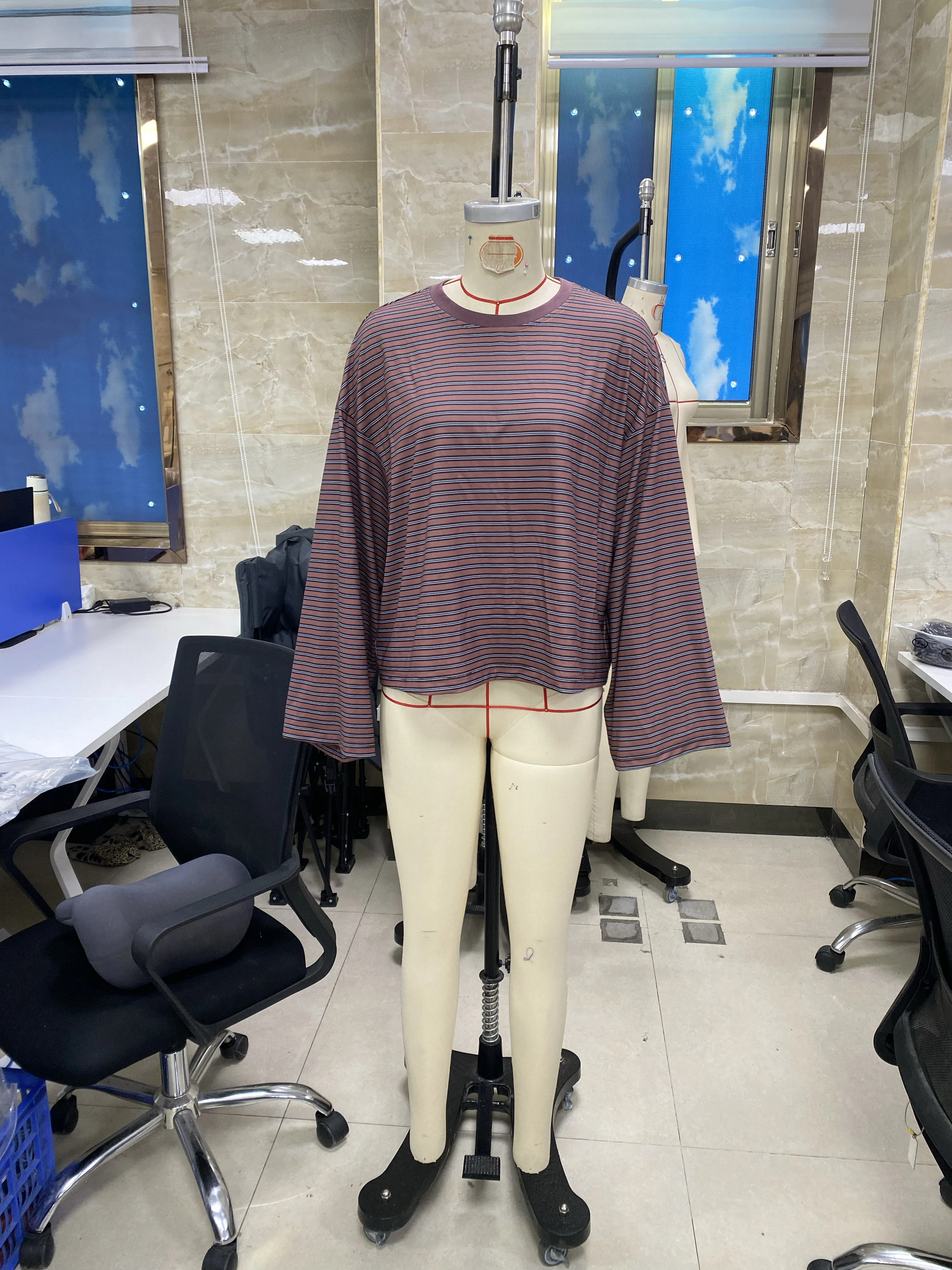 

Womens Casual T Shirt Long Sleeve Stripe Top Oversized Fit Cotton Spandex Blend Fall Women Loose Fit Tops Stylish Stripe Tops