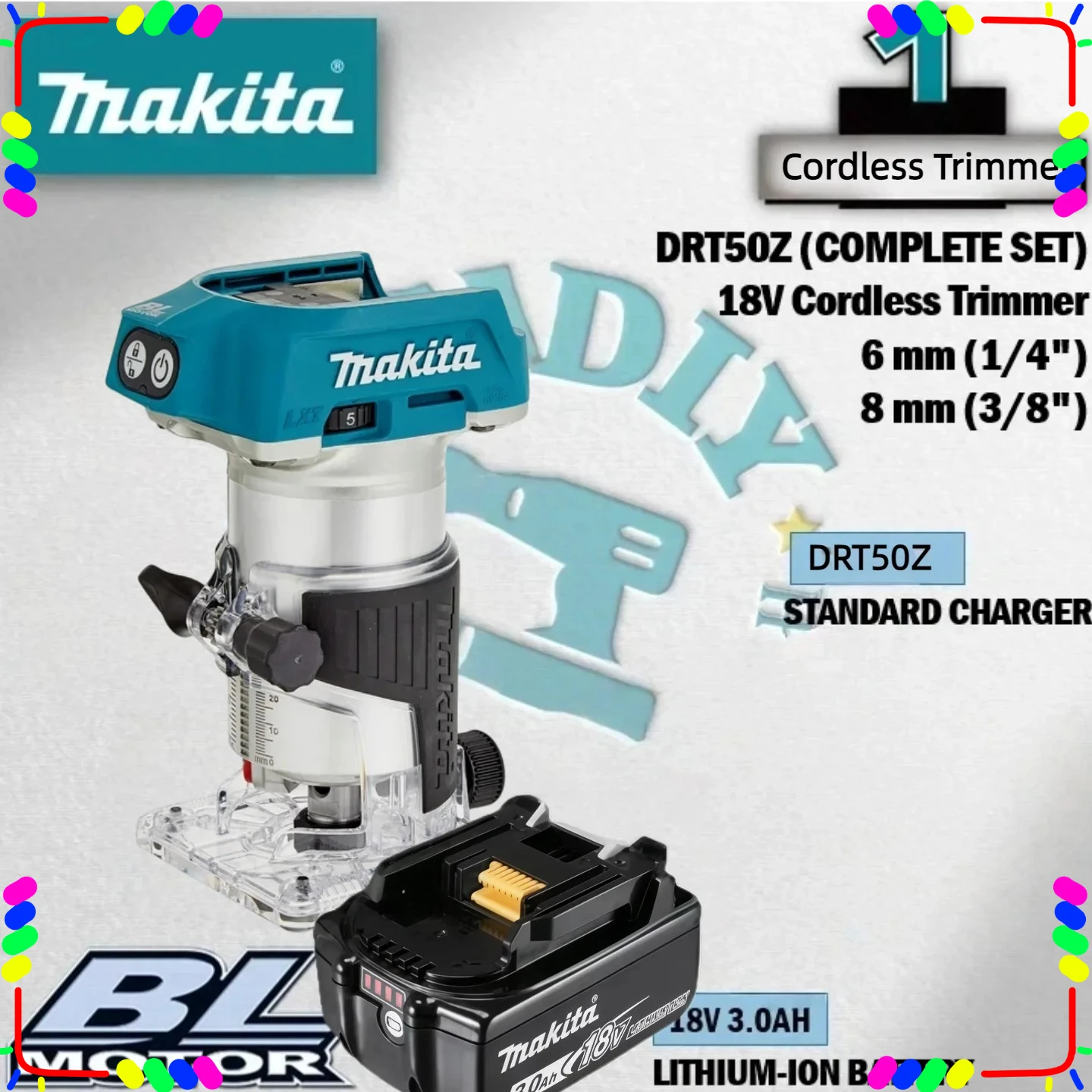

Аккумуляторный триммер Makita DRT50, перезаряжаемый, бесщеточный, для нарезки пазов, фрезерования, гравировки по дереву, инструмент для деревообработки