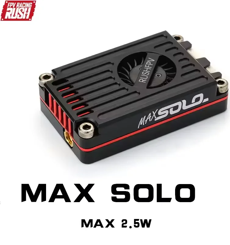 RUSH TANK MAX SOLO 2.5W 5.8GHz FPV VTX – Long Range Video Transmitter with CNC Shell & Fan for Racing Drones & Fixed-Wing