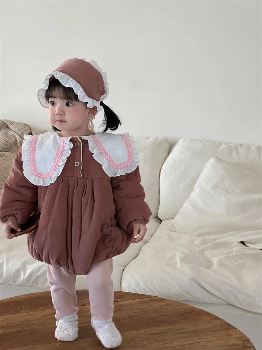 Collants de style coréen pour enfants, ensemble deux pièces, mignon, sourire, rond, vêtements pour bébés filles, nouveau, hiver, 2024