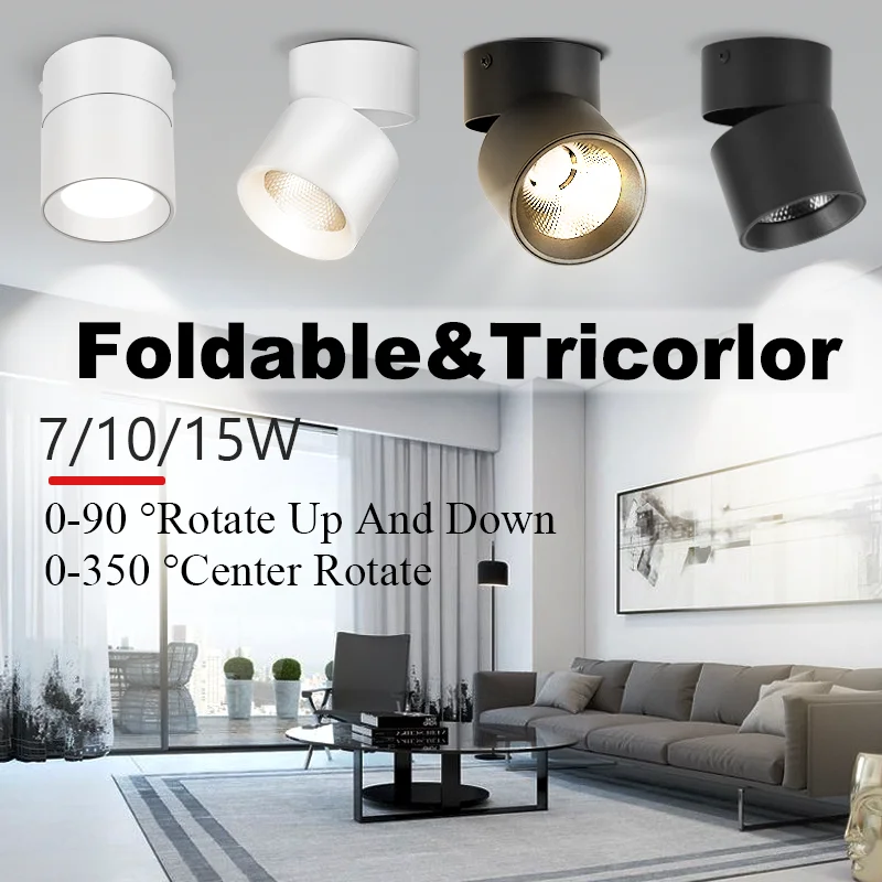 

Складные прожекторы, светодиодный потолочный светильник, светодиодный 3-цветный потолочный светильник, потолочный светильник 220 В, светильник для гостиной, спальни, кухни, в помещении