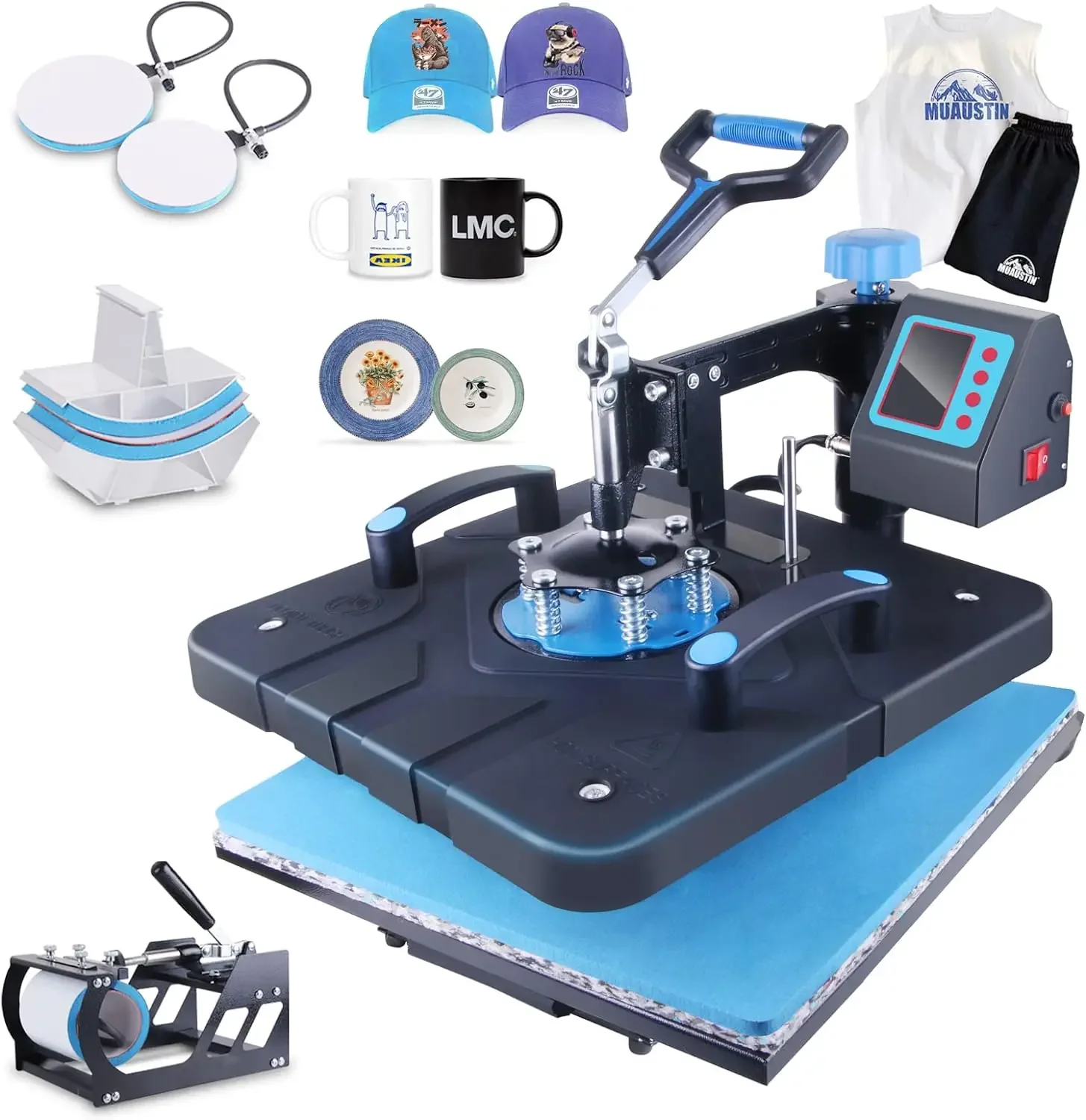 

Upgraded 5 in 1 Heat Press Machine 15x15 Inch Heat Transfer Machine 360-Degree Swing Away Multifunction Digital Sublimation