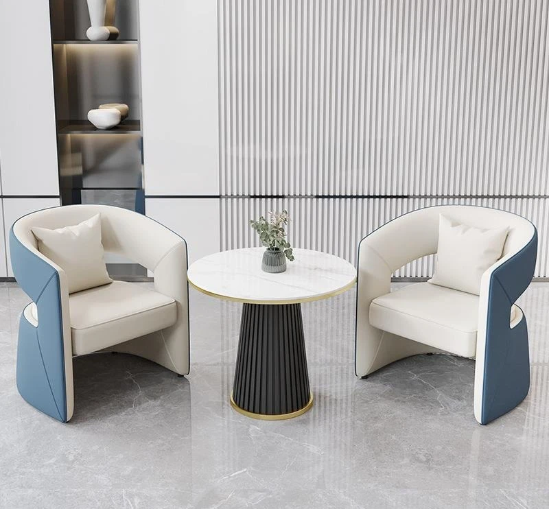 مجموعة طاولة تفاوض حديثة فاخرة وخفيفة الوزن وكرسي، وأريكة استقبال VIP للأعمال في مكتب المبيعات، وردهة الفندق