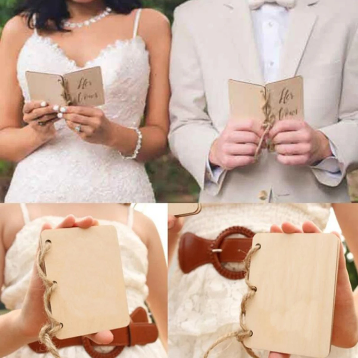 

4 Pcs Wedding Vow Book DIY Cards Rustic Wedding Vow Booklets Blank Kraft Paper Notebook H books for Vows Keepsake