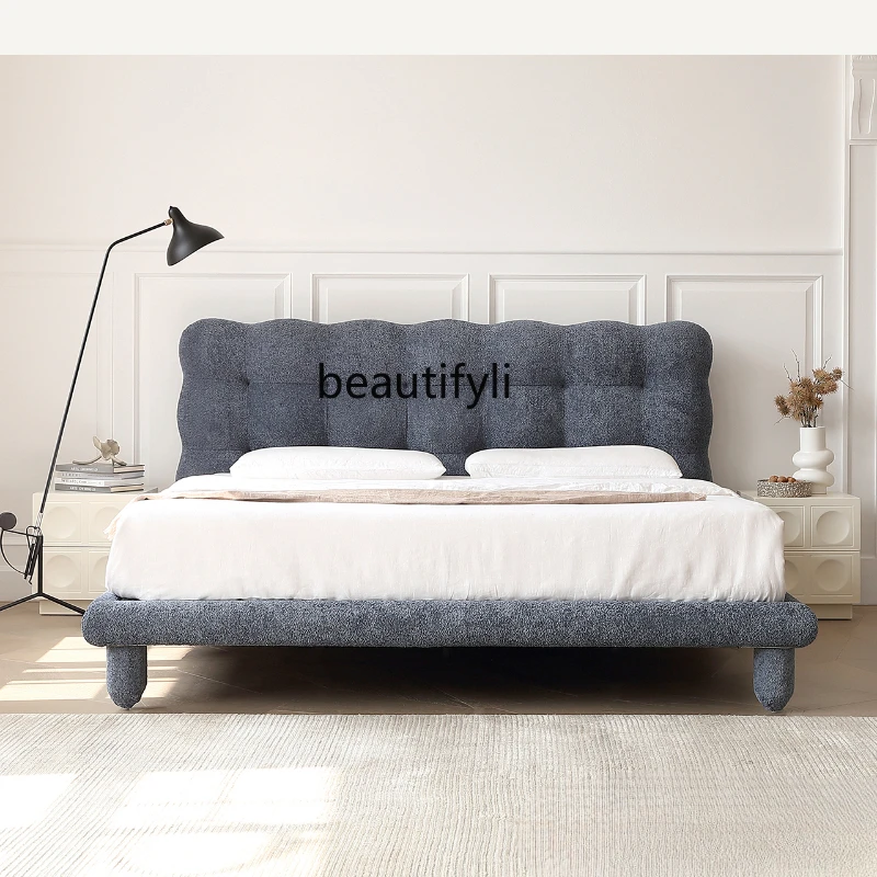 

Modern Light Luxury Designer Model Bubble Bed French Cream Style Bedroom Fabric Craft Modern Minimalist Princess Bed