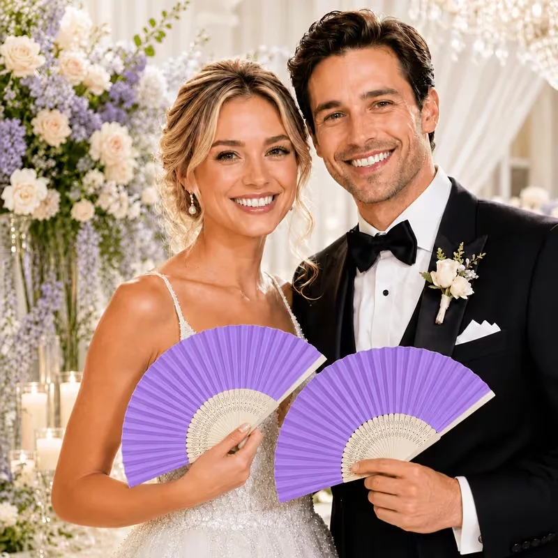 8sets 10set 13ses Customization Handheld Folding Fan Set: Suitable for wedding gifts, as well as for brides to give as presents,