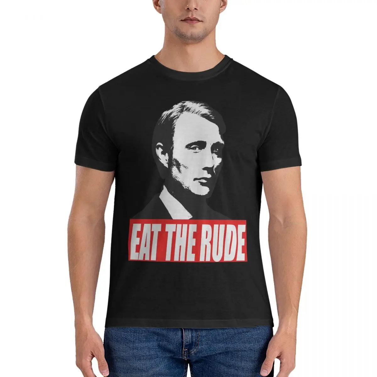 Men's EAT THE RUDE - T Shirt hannibal lecter Cotton Clothing Leisure Short Sleeve Crew Neck Tee Shirt Printed T-Shirt