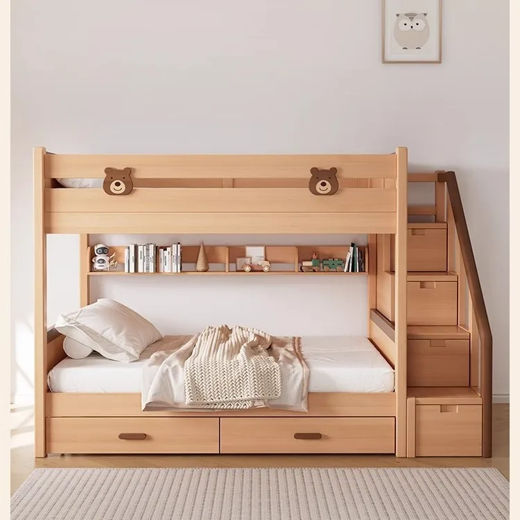 

Solid wood, upper and lower beds, with bookshelves, trailers, mother and child beds, log color, children