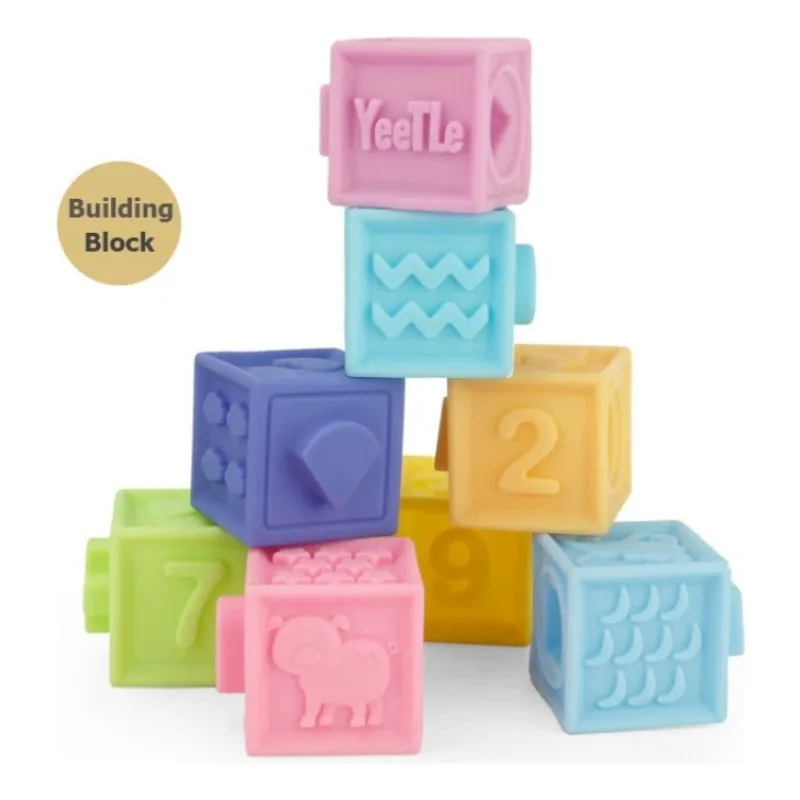 Blocks Toy Soft Cubes for Children Squeeze Toy Baby Soft Rubber Building Blocks Relief Stacking Educational Puzzle Toys