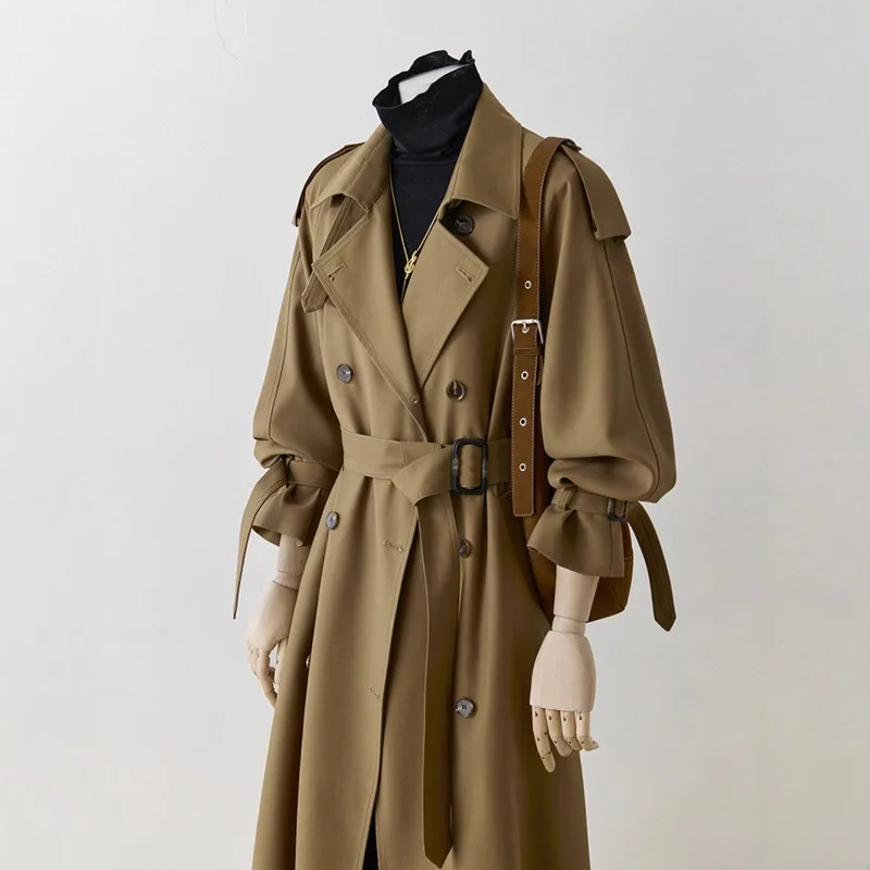 

New Khaki Long Trench Coat Women's Autumn Winter Classic Coat