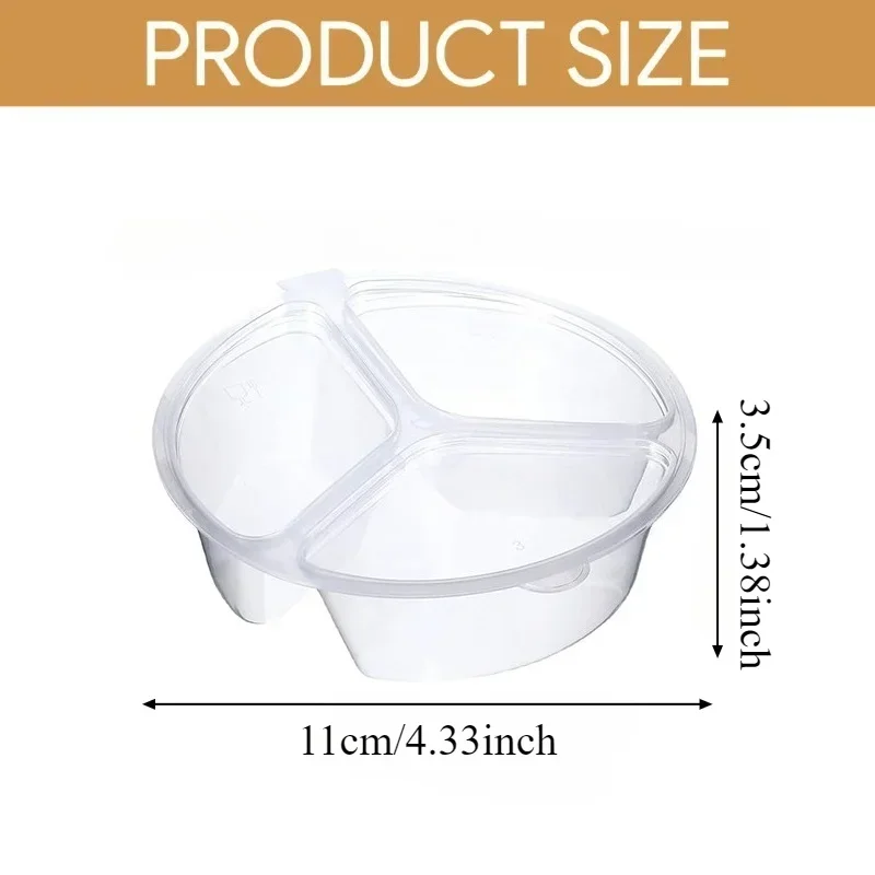 5/10/20Pcs 3-Compartment Box with Lid Transparent Portable Sauce Box Convenient to carry multiple sauces or ingredients at once