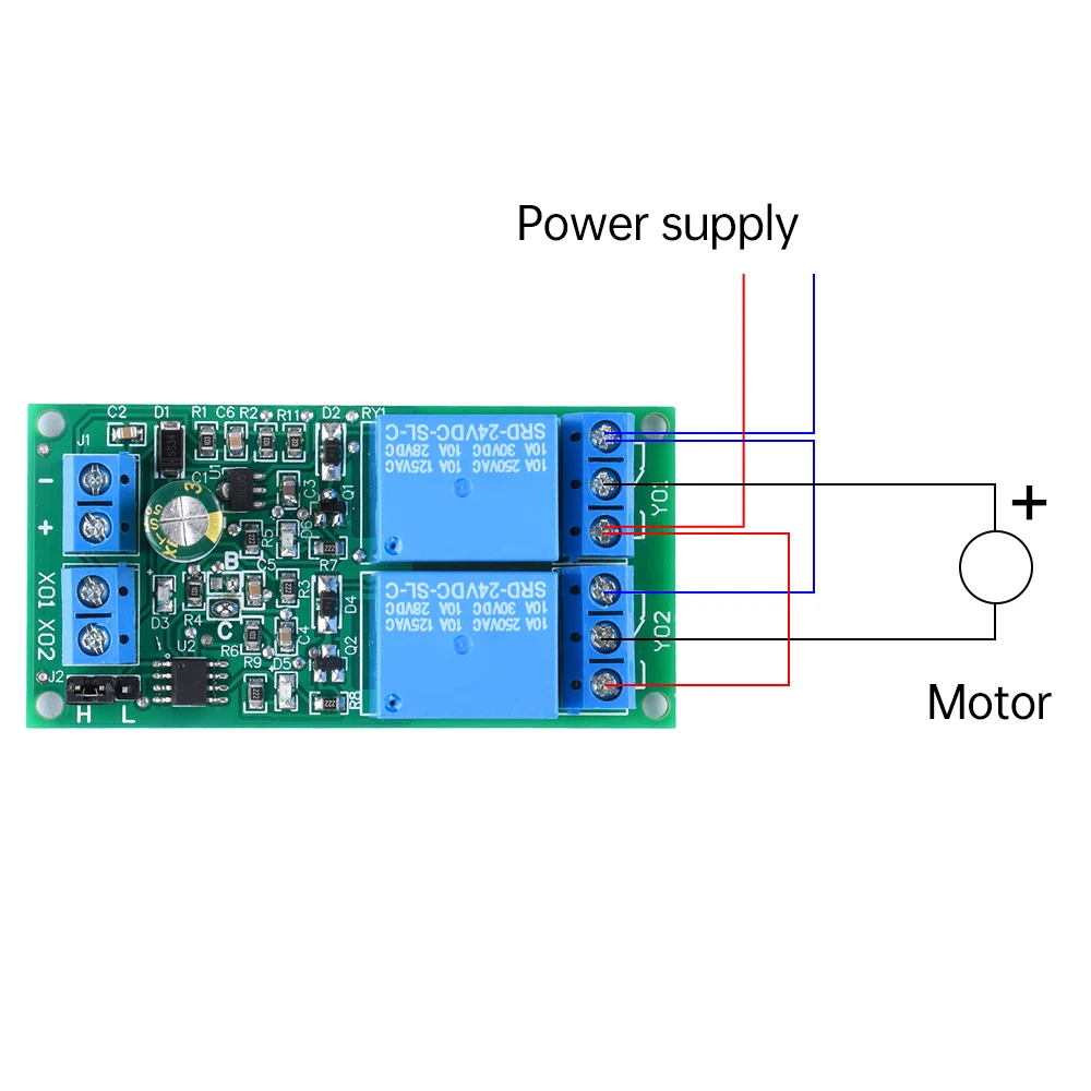 DC5V12V24V 10A 2-Way Self-Locking Interlock Relay Module Switch Controller Power Connection Reverse Protection Switchable Mode