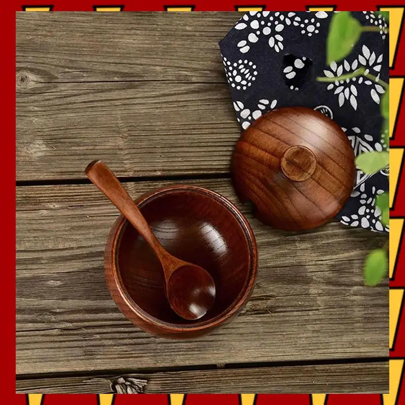 

ABNP 8 Pcs Wood Spice Jar With Wooden Lid And Spoon Nordic Concise Style Salt Container Salt Bowl Seasoning Box Kitchen Tool