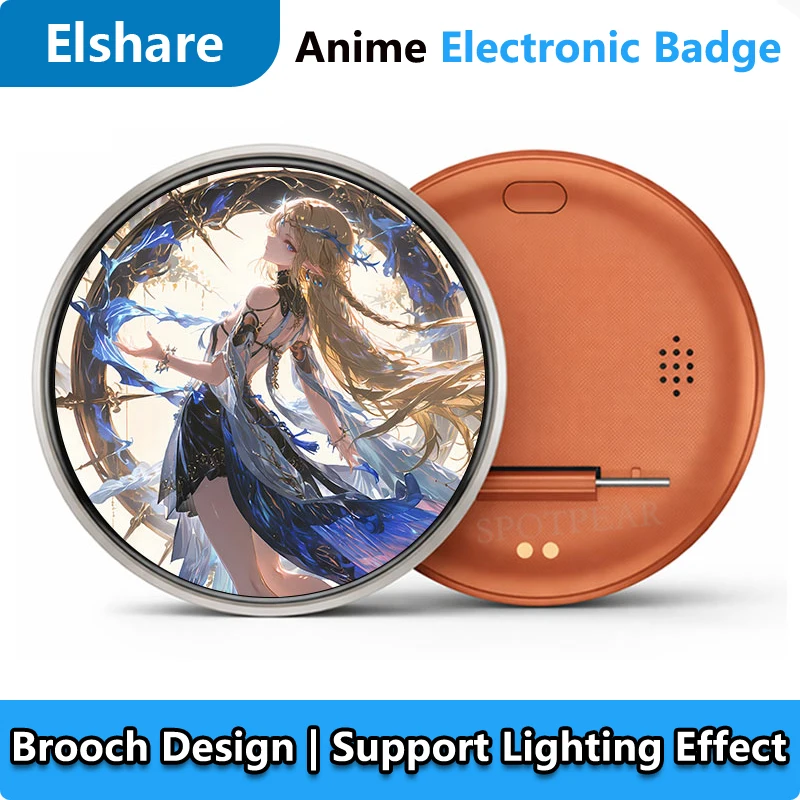 

Электронный ЖК-дисплей-значок 1,85 дюйма, круглый, с сенсорным экраном, для аниме-конвенций, концертов, брошей, подвесок для сумок