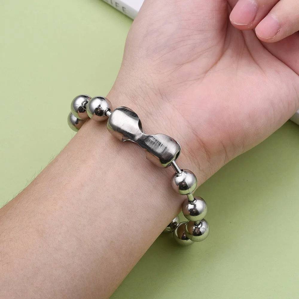 304 Stainless Steel Ball Chain Bracelets Tag Chain Stainless Steel Color 8-1/2 inch(21.5cm) 10mm