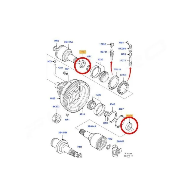 XS6R3K169CA for Ford Mondeo B-MAX B232 Differential Oil Seal Assy XS6R-3K169-CA 1805715 1pc Brand New