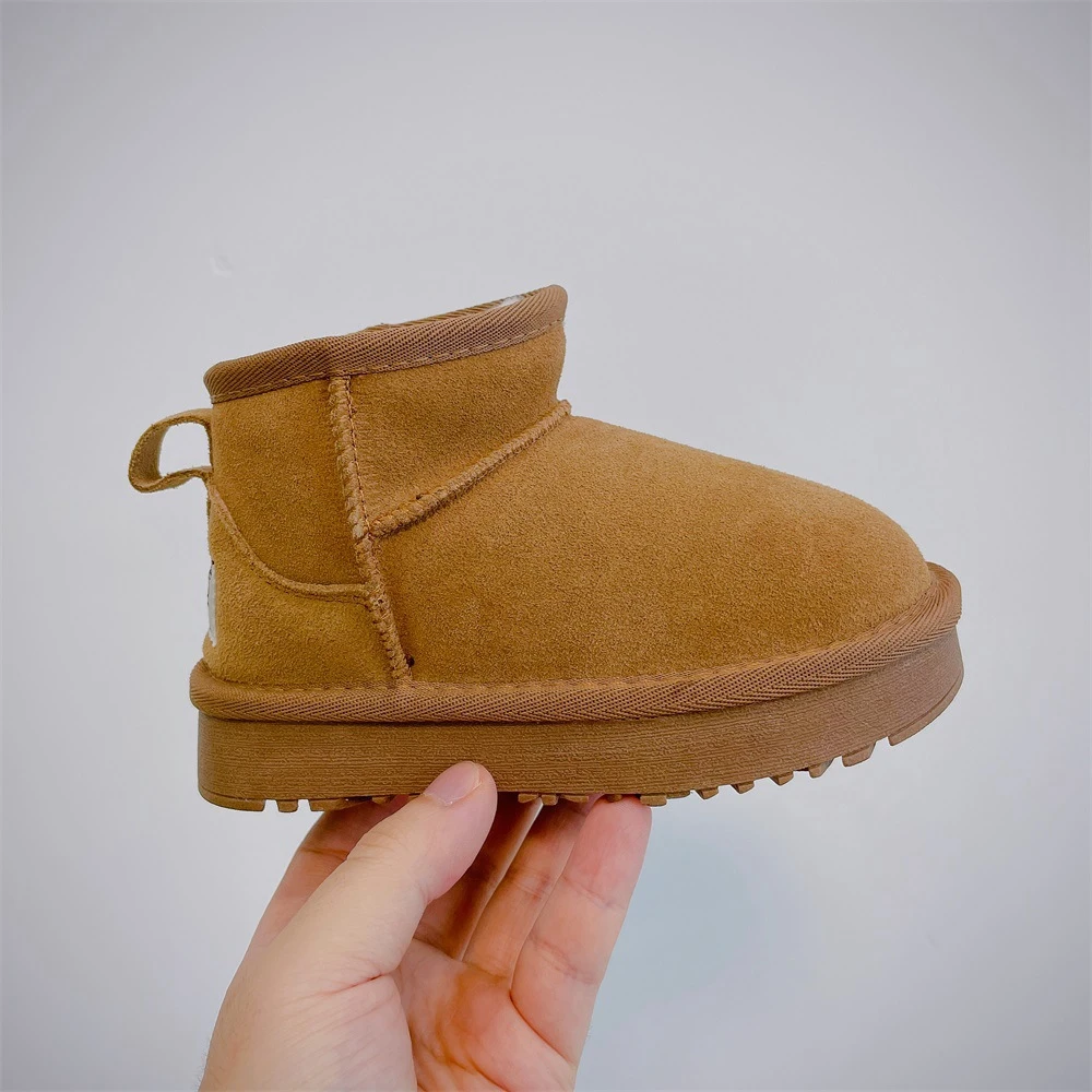 Winter children's outdoor snow boots boys girls mini sheepskin plush warm boots children's large cotton warm cotton boots