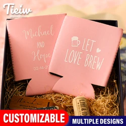 25PCS Personalized Can Cooler Sleeve for Wedding Favors, Custom Beer holder for wedding and bridal shower guest gift