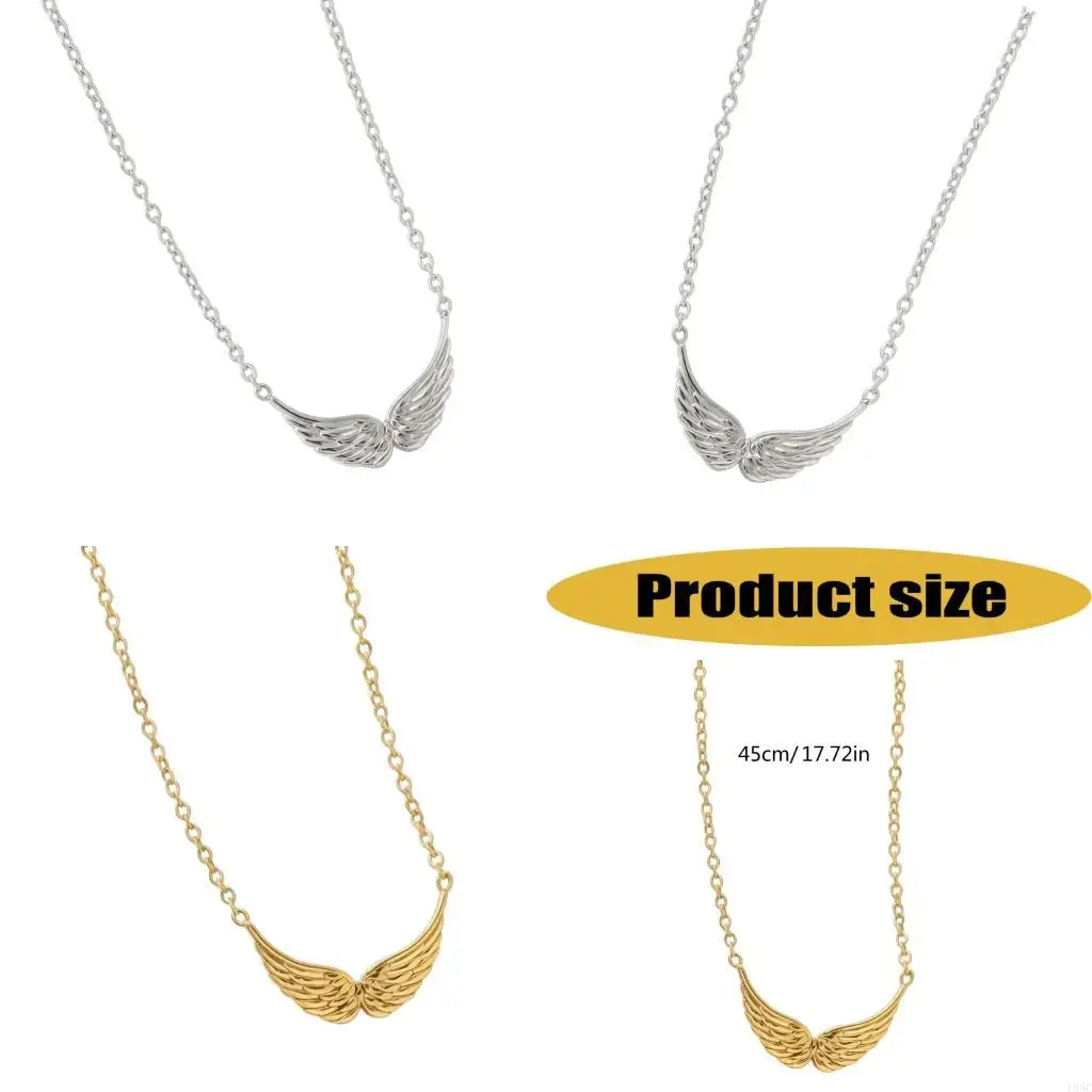 195C Minimalist Collarbone Necklace with Angel Wing Pendant Design