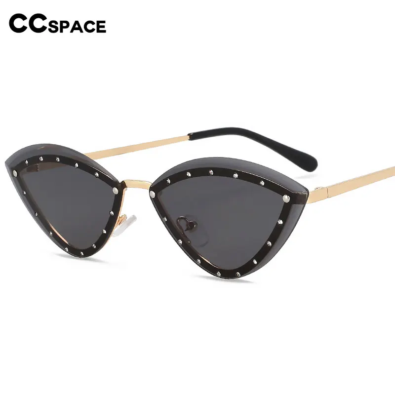 55554 نظارات شمسية فاخرة بدون إطار للنساء نظارات شمسية مرصعة بالألماس على شكل مثلث نظارات أنيقة للعلامة التجارية للمصمم Uv400 #6