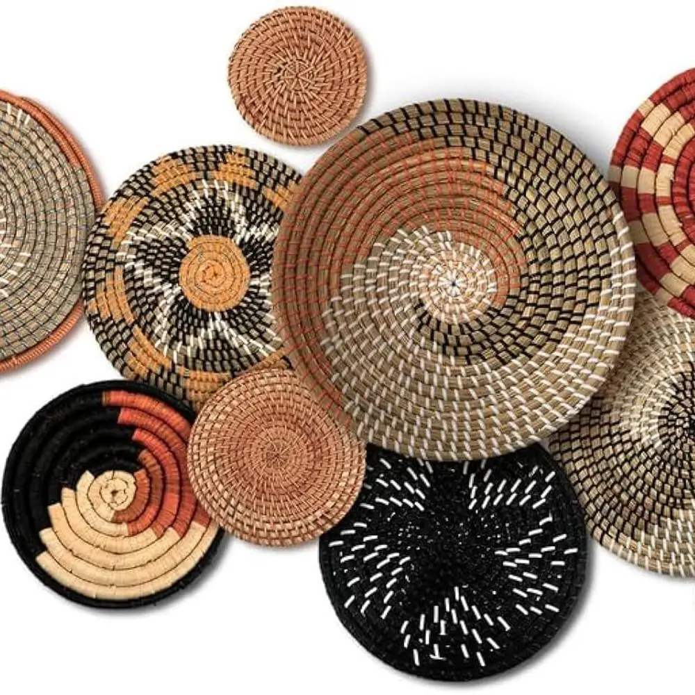 

Boho Style Wall Baskets Set, 11-Piece Decorative Bulrush Woven Hanging Baskets for Kitchen and Rustic Home Summer Decor, Multi-S