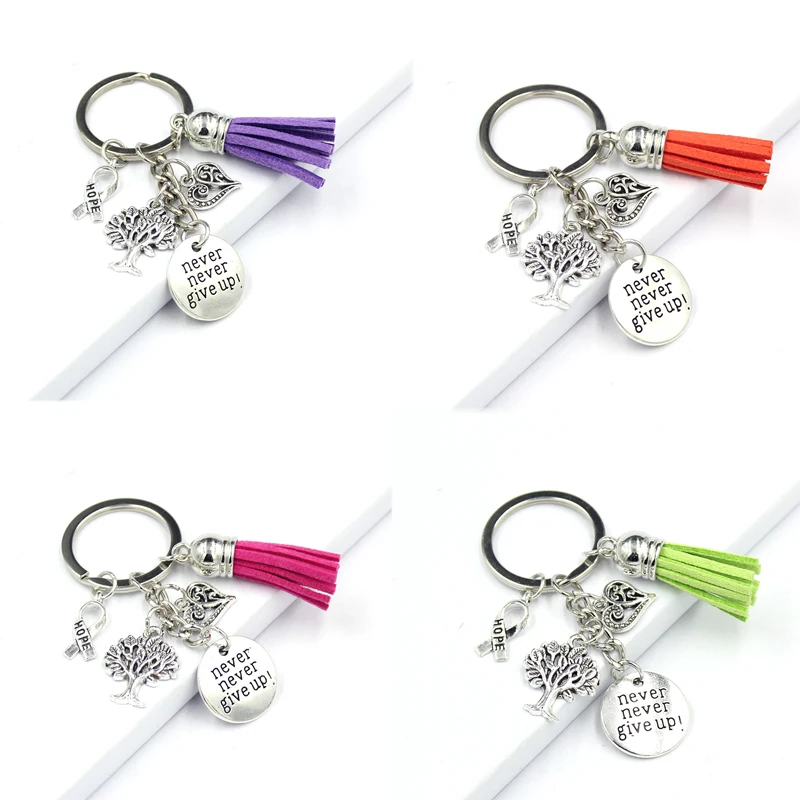 New Breast Cancer Awareness Key Chains Keyring Strong is Beautiful She Believed Never give up Charms Keychain Jewelry Gifts