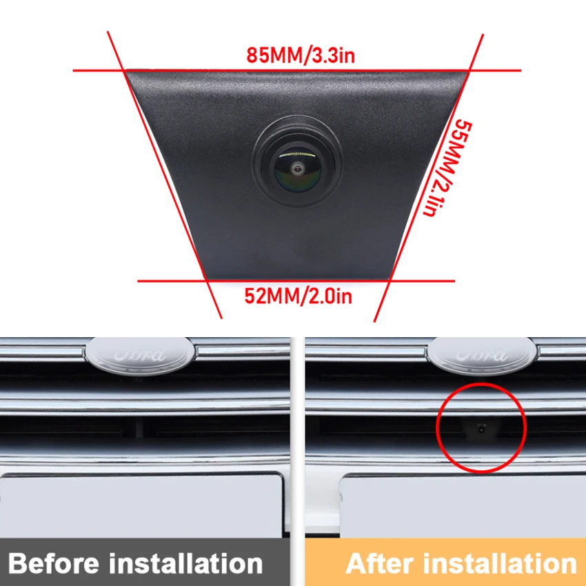 AHD عدسة ذهبية كاميرا الرؤية الأمامية سيارة كاميرا الرؤية الأمامية لفورد كوغا إسكيب 2013 ~ 2020 HD CCD للرؤية الليلية كاميرا الشعار الأمامي