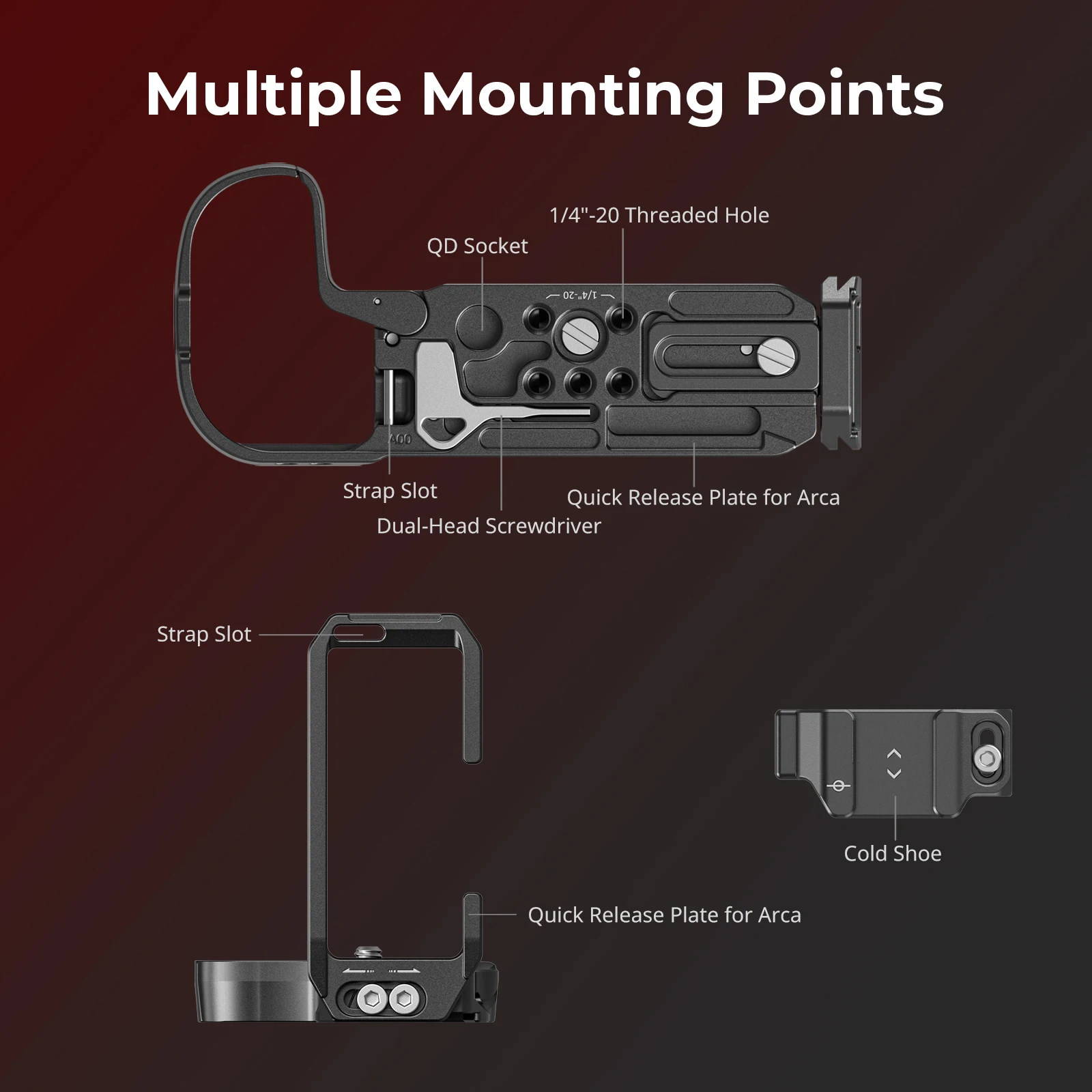 SmallRig R5 Mark II L-shaped Mount Plate for Canon EOS R5 Mark II w Arca-Swiss Quick Release Plate for DJI RS 3/RS4 Stabilizer