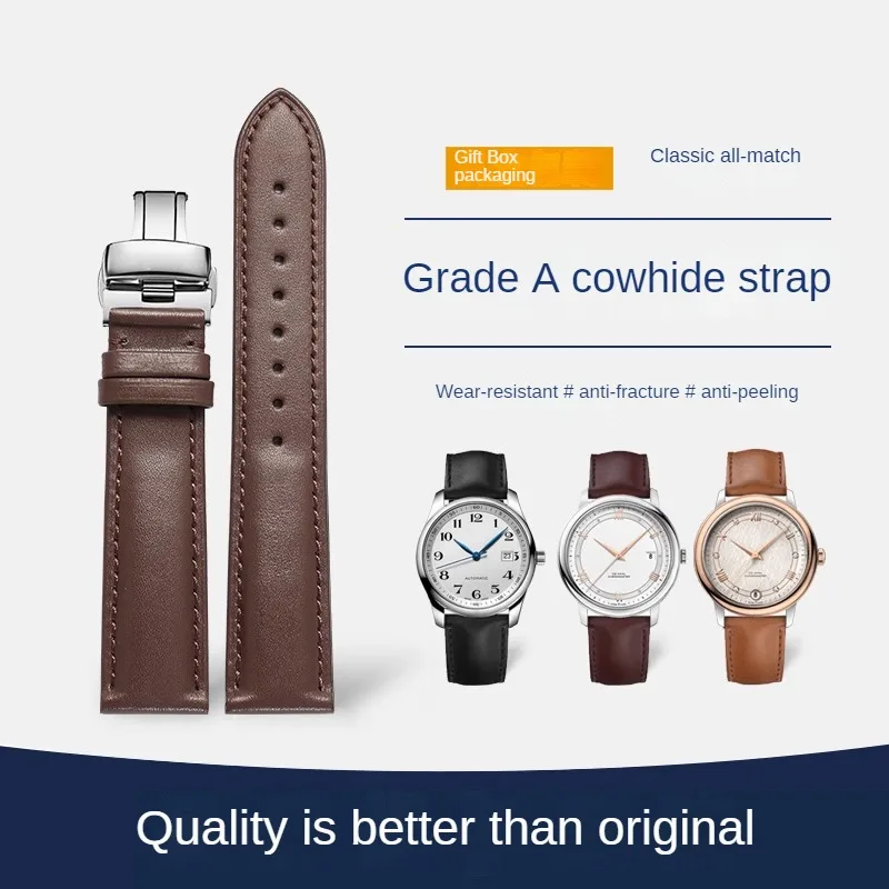 

Universal Brand Flat Straight Leather Watch With 16/18/20/22/24mm