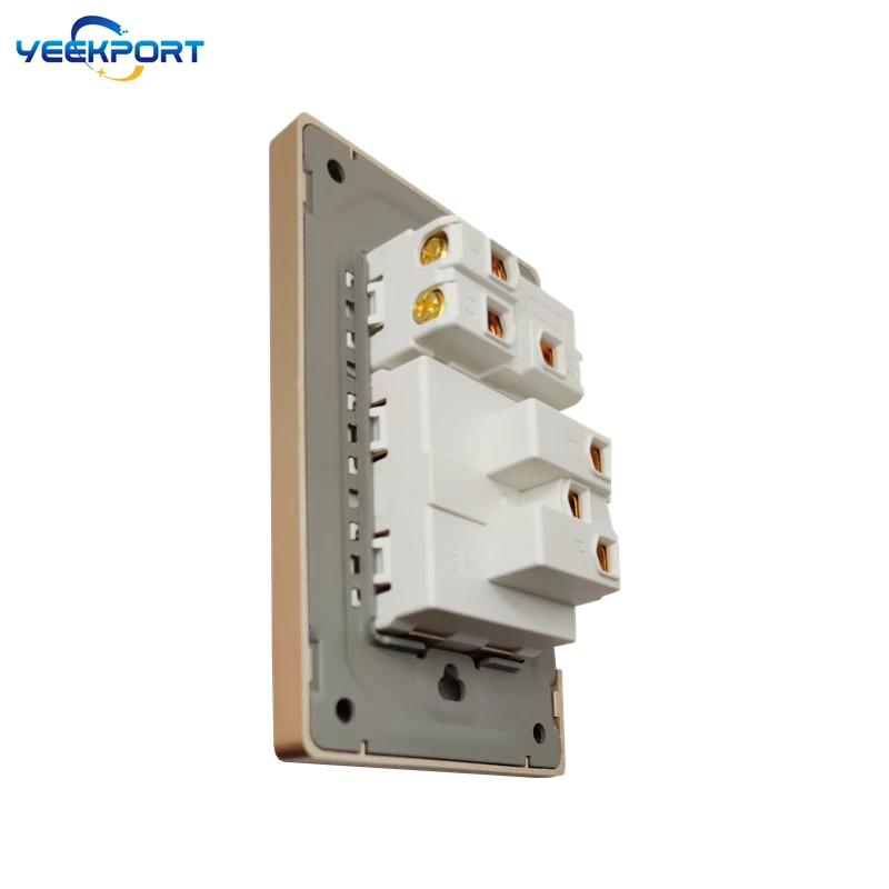118mm EU Haushalt Deutscher Standard Goldene PC Flammhemmende Steckdose 16A 2-Loch Netzstecker Wandsteckdose mit Schalter-Kombination – Detail 7