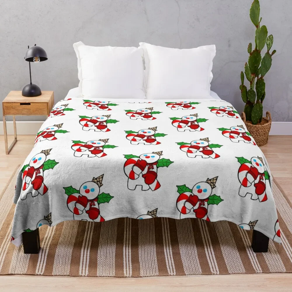 Mr. Bingle with Candy Cane Throw Blanket Elegant Warm Throw Blanket for Hotel Home