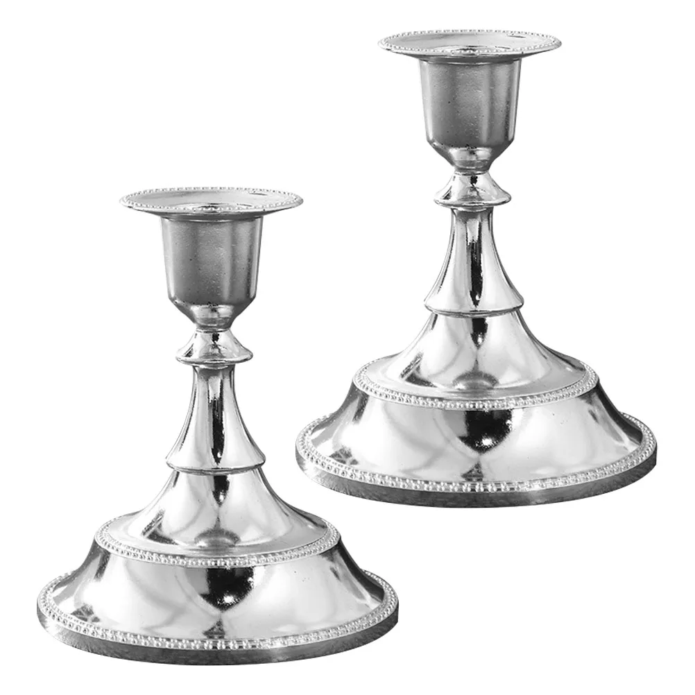 

2 Pcs European Style Candlestick Decoration Table Centerpiece Taper Alloy Holders Ornaments Wedding Dinner Festive