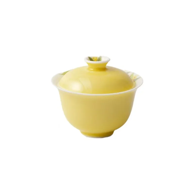 1Pc 120ML Hand-painted Osmanthus Cover Bowl Handmade Ceramic Thin Tire High-end Tea Bowl with Lid Chinese KungFu TeaSet Tea Bowl