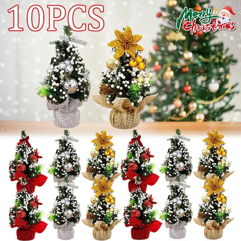 

10PCS 20cm Christmas Tree Desktop Decoration New Year Party Gifts Table Christmas Tree Decoration Party Ornaments