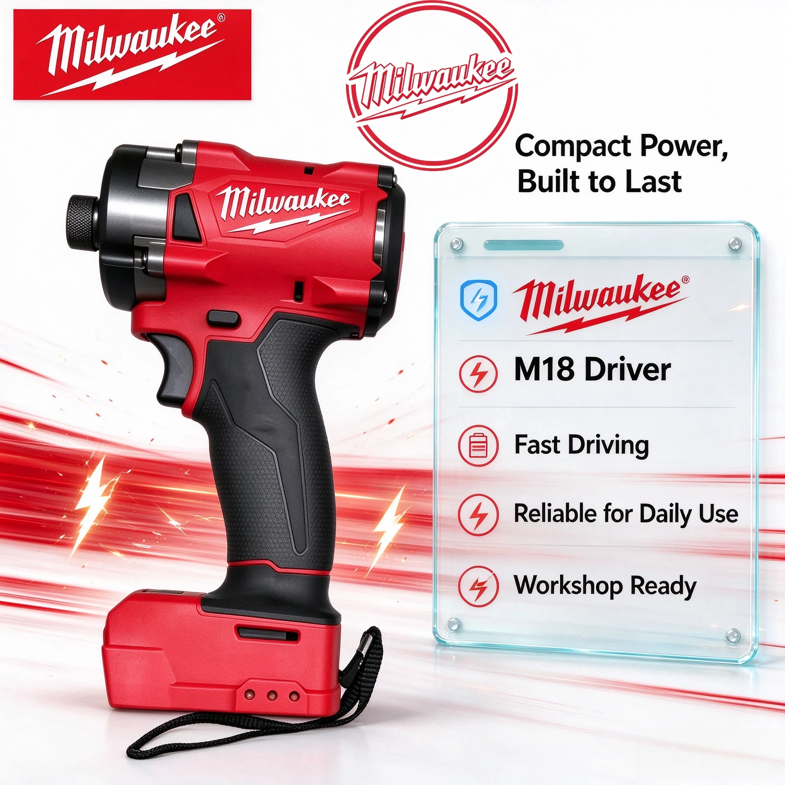 Milwaukee M18 Hex Cordless Impact Driver 18V High Torque Screwdriver for Fence Building, Gate Installation and Backyard Projects