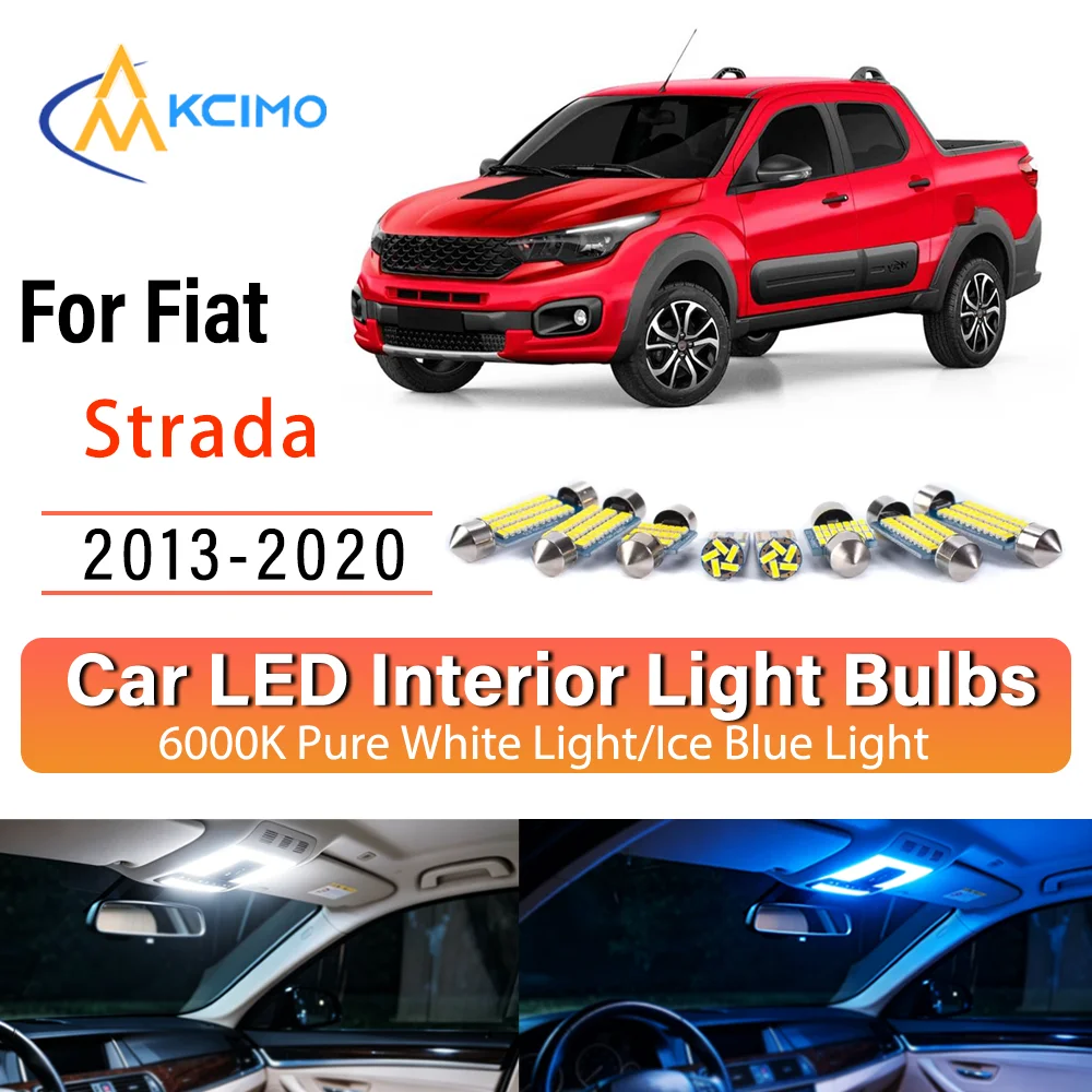 Kit d'éclairage intérieur LED à lueur persistante Plug & Play pour Fiat Strada 2013-2020 – Remplacement des lampes de dôme, de cartes, de coffre et de habitacle – Amélioration