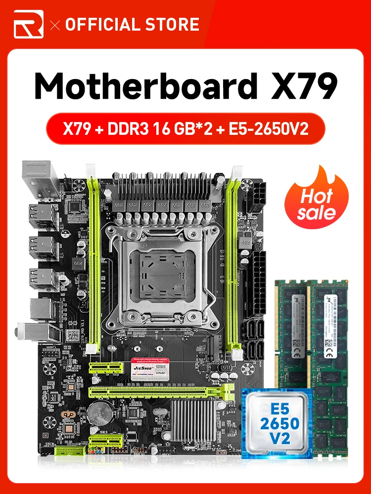 X79 LGA2011 V1/V2 Motherboard + Intel Xeon 2650V2/2660V2/2670V2 CPU + 16GB DDR3 1333MHz RAM NVMe M.2 PCIe3.0 SATA3 USB3.0 ATX Ki view 2