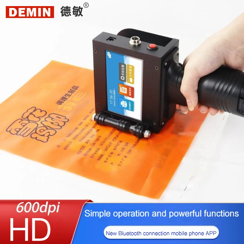 Demin Handheld 12.7mm Small Automatic Inkjet Printer Production Date Bags Plastic Pipe Coding Support Multi-language