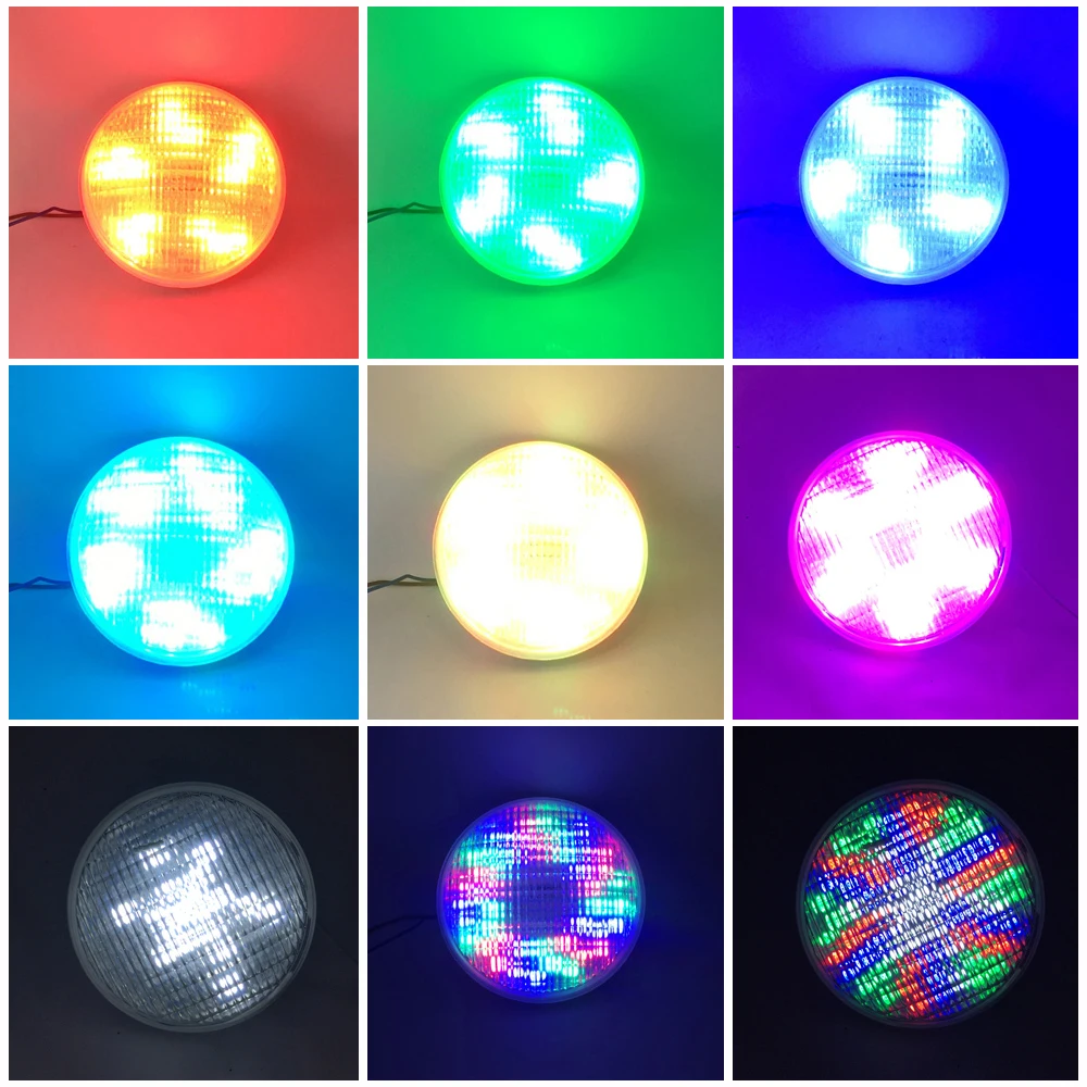 Imagem -03 - Luzes Led Subaquáticas Piscinas 24w 36 48 60 72 12v Vidro Par56 Rgb Rgbw Síncrono Branco Quente Branco Frio Azul