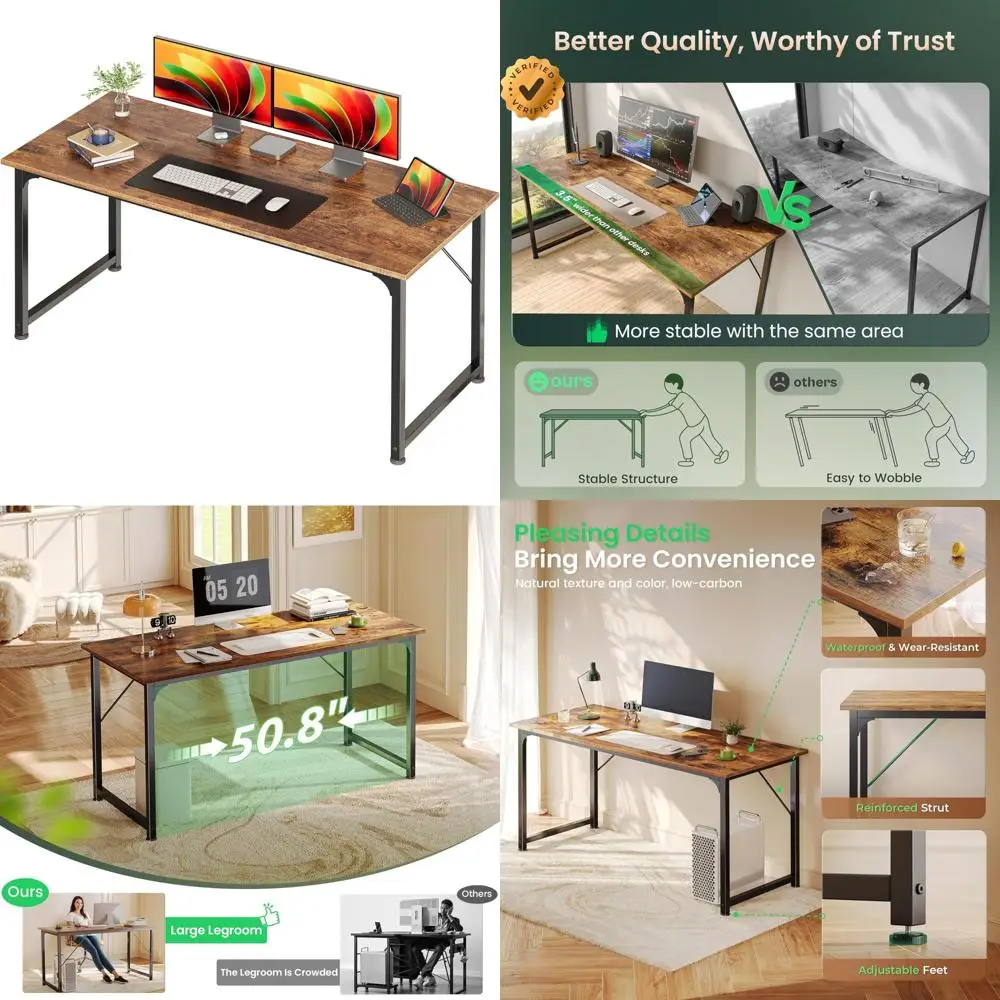 

Большой 55-дюймовый игровой и домашний офисный стол с достаточной ногой, прочный металлический каркас, идеально подходит для работы и учебы