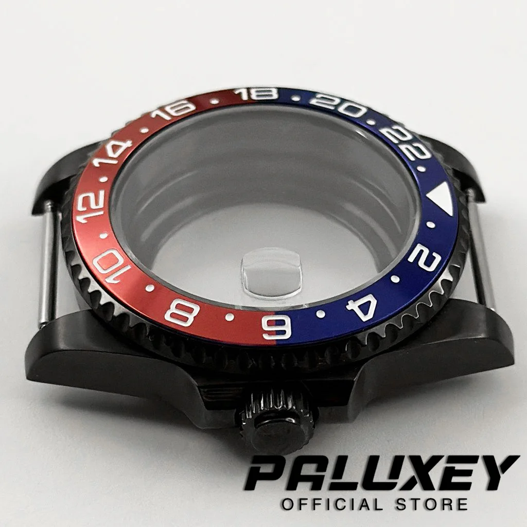 NH35 40mm Preto Roxo GMT Moldura Diver À Prova D 'Água Fit NH34 NH35 NH36 NH38 NH70 NH72 ETA2824 Movimento Caixa de Relógio de Vidro Safira