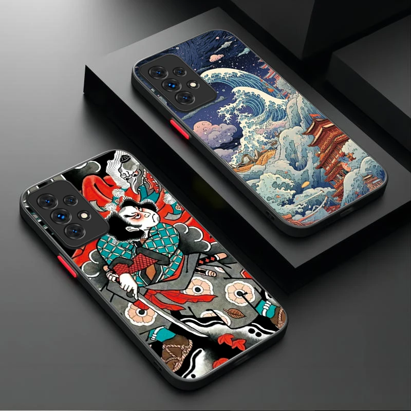 Case For Samsung Galaxy A16 A53 A54 A34 A24 A06 A05 A05S A13 A23 A33 A73 A72 A52S A52 A32 A22 A12 Japan Ukiyo-e Samurai Sea Wave