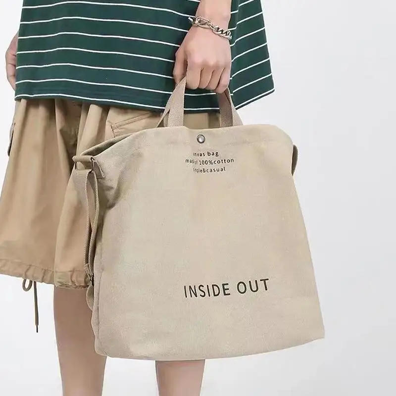 Hochwertige Canvas-Umhängetasche für Männer und Frauen, einfache Crossbody-Tasche aus gewaschenem Canvas, dicke Handtasche mit großer Kapazität, Tasche für Kunststudenten. – Detail 3