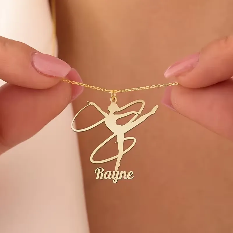 

Custom Gymnastics Name Necklaces For Women Men Stainless Steel Customized Necklace Pendant Personalized Neck Chain Jewelry Gift